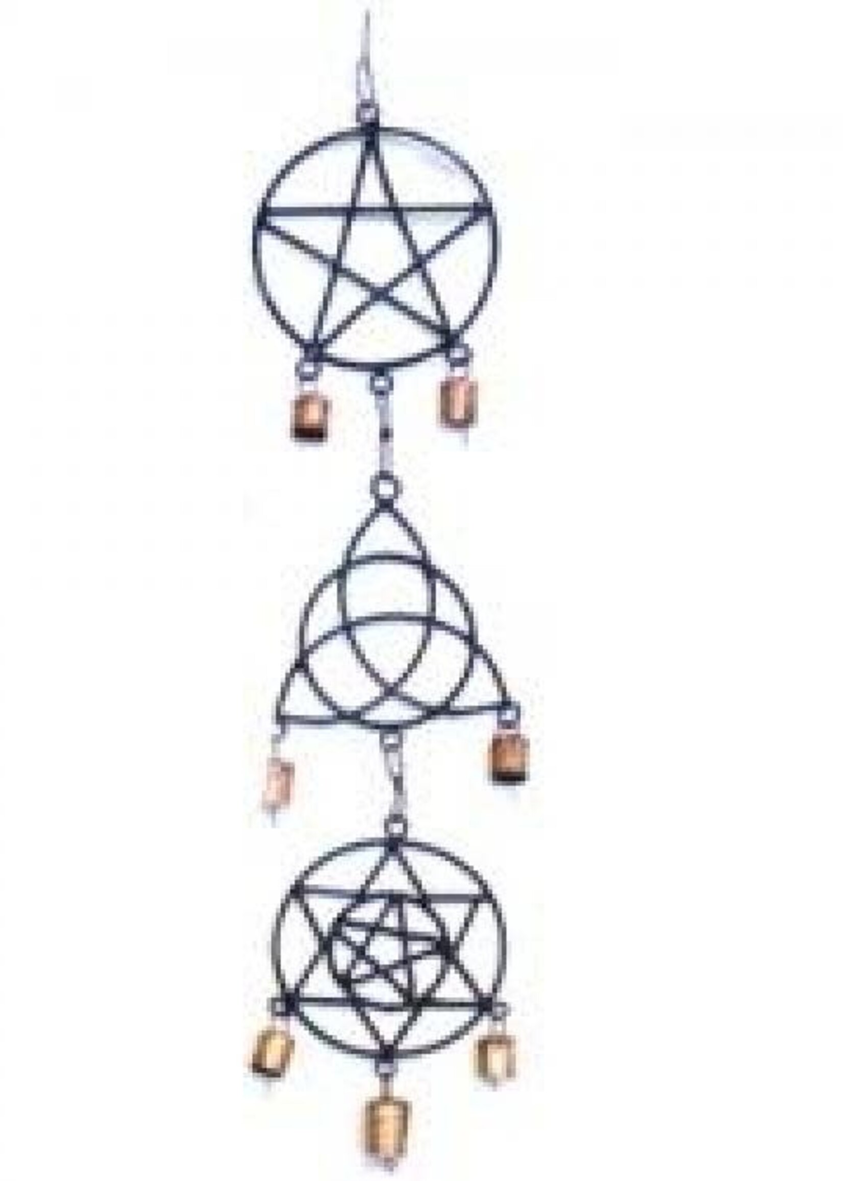 Pentacle, Triquetra & 6 point Star w/Pentacle Wind Chime