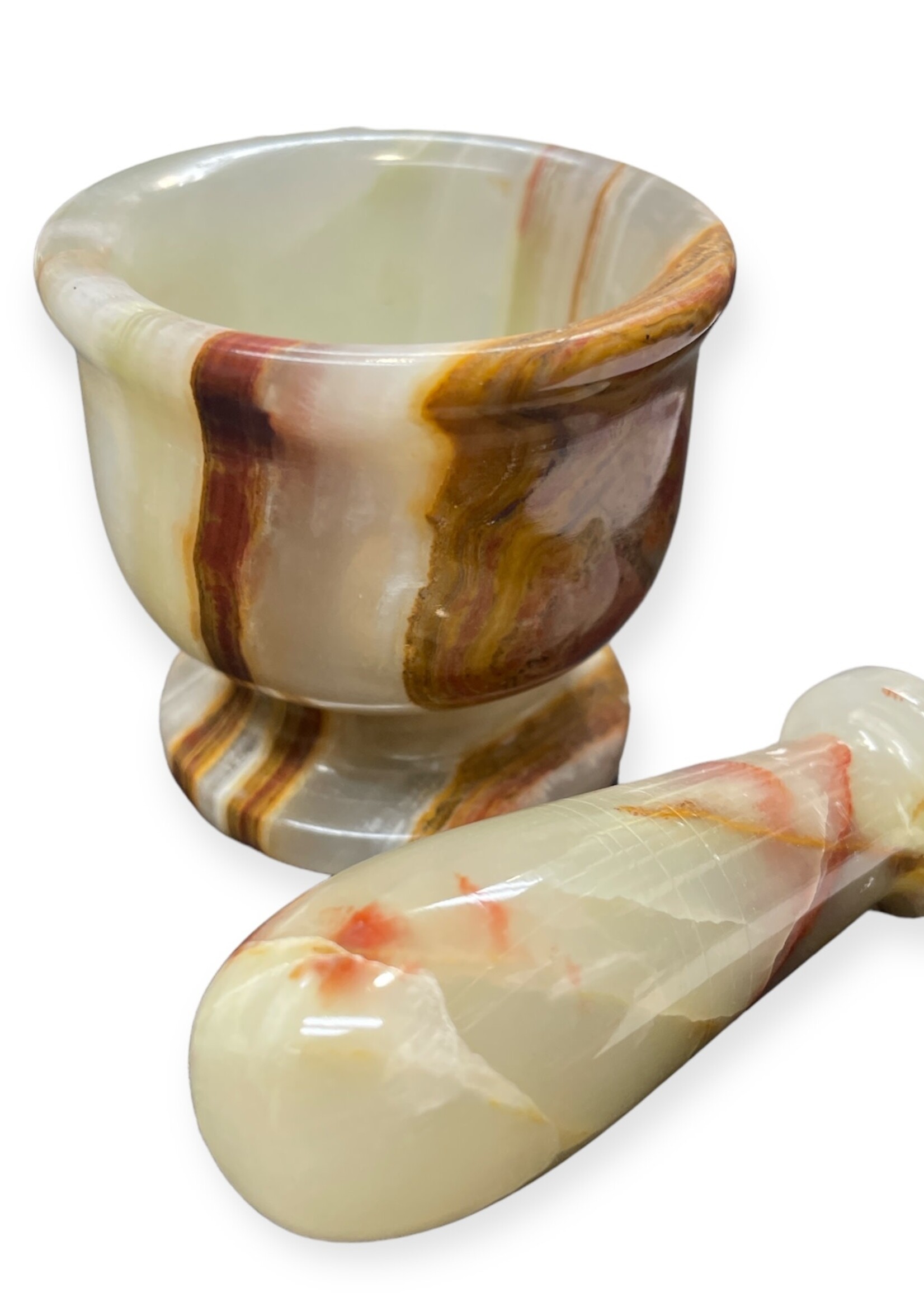 Pakistan Green Onyx Mortar & Pestal - 2.0"