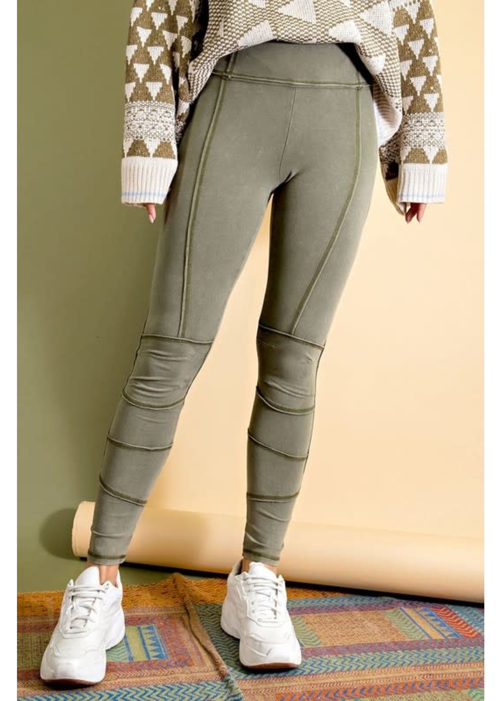 Faded Olive Moto Leggings - Traveling 