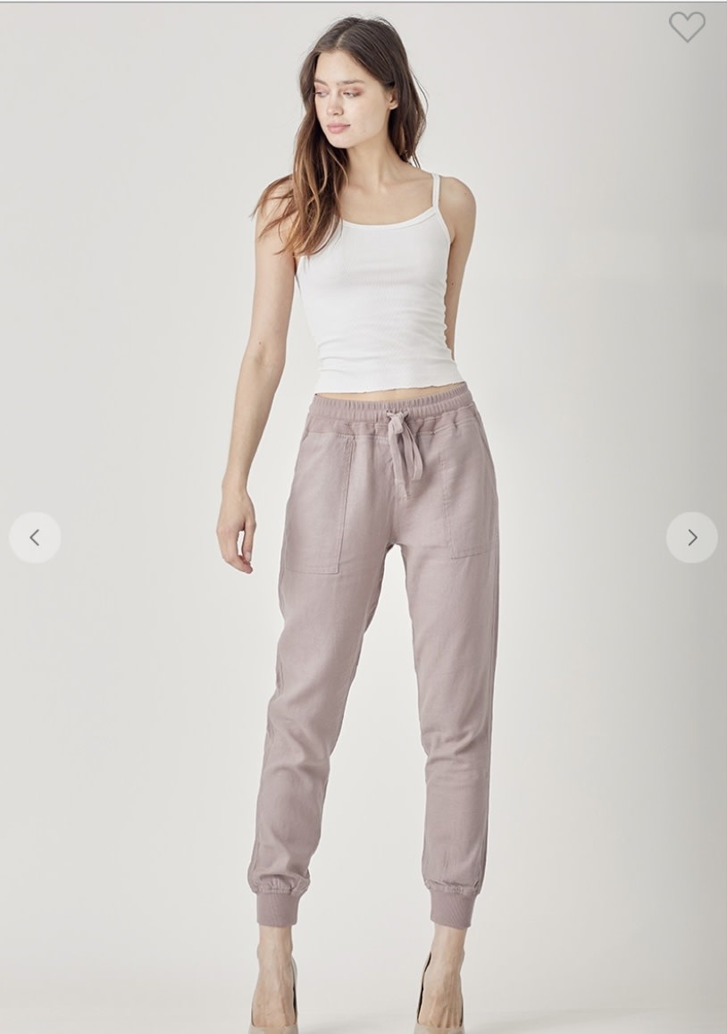 Rose Beige Linen Jogger Pants