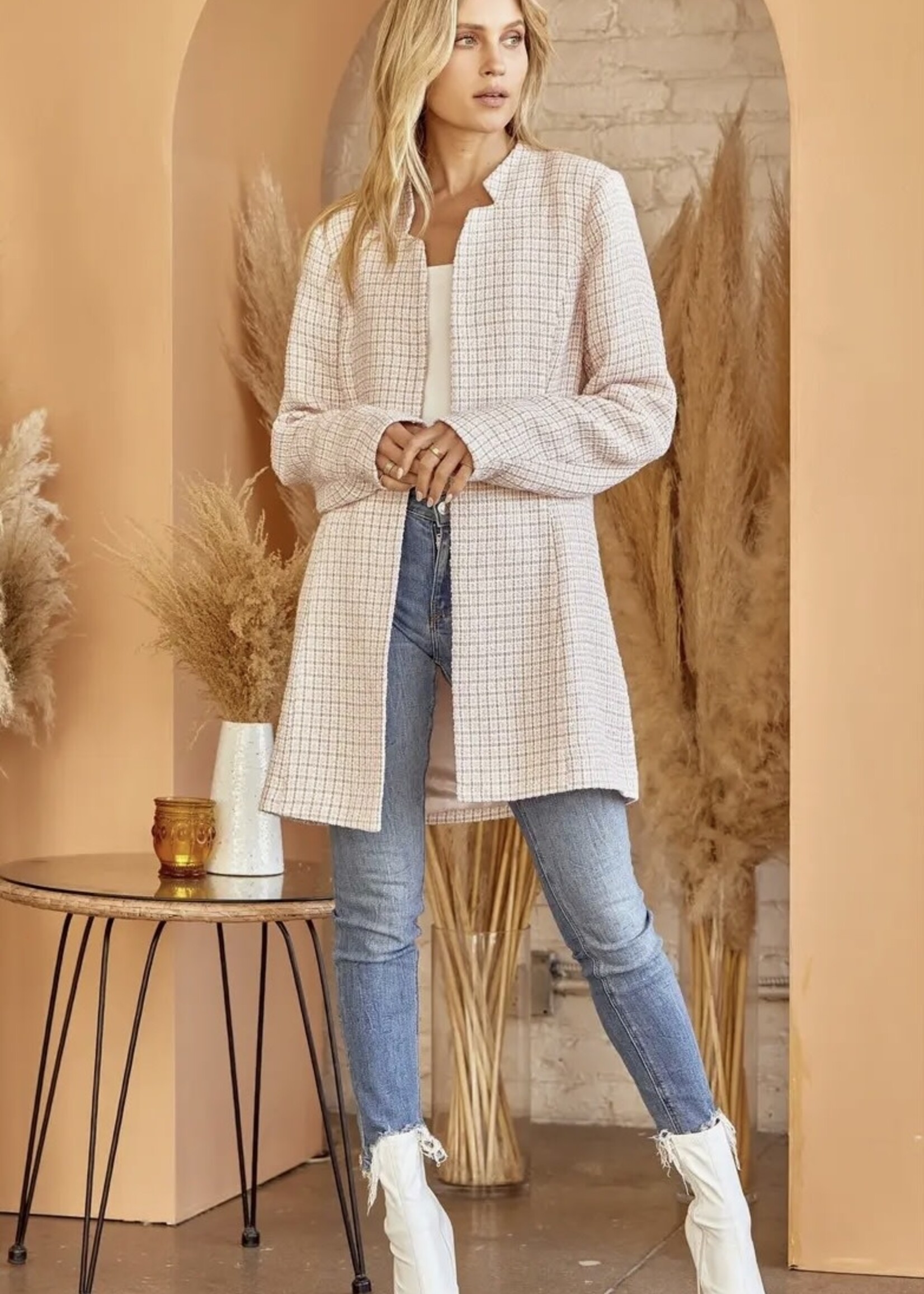 Andree By Unit Plaid Open Front Jacket