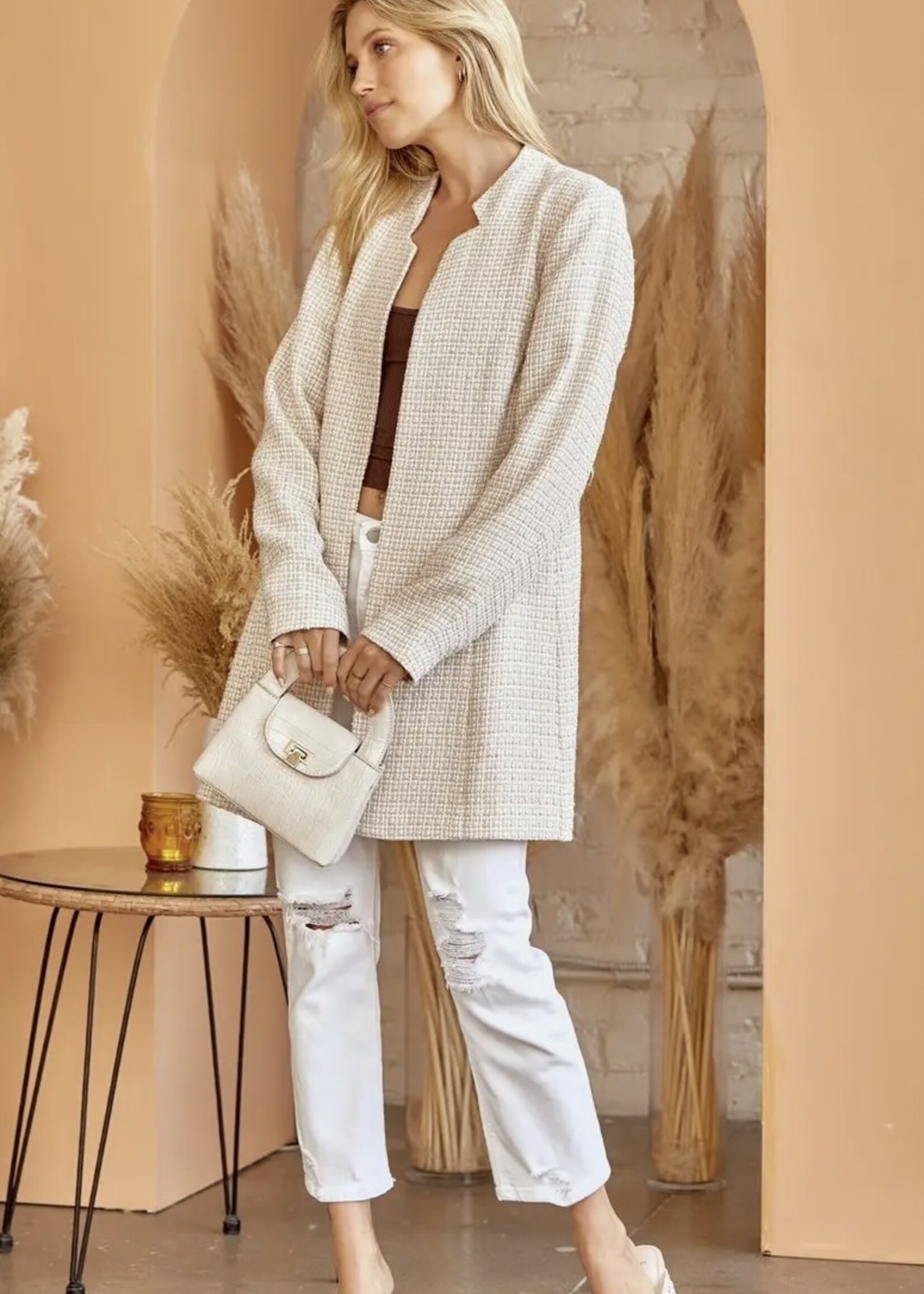 Andree By Unit Plaid Open Front Jacket