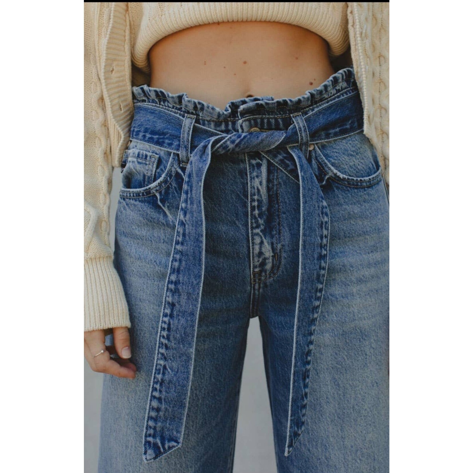 Kan Can Wide Leg Ultra High Rise Cropped Jeans