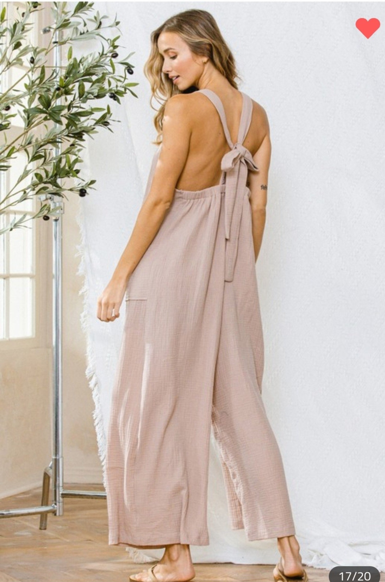Taupe Cotton Gauze Jumpsuit
