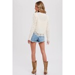 Bluivy Lace Detail Button Up Cardigan Sweater