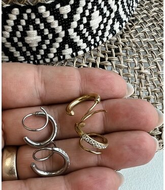 Blakeley Silver Double Hoop Diamond Earrings