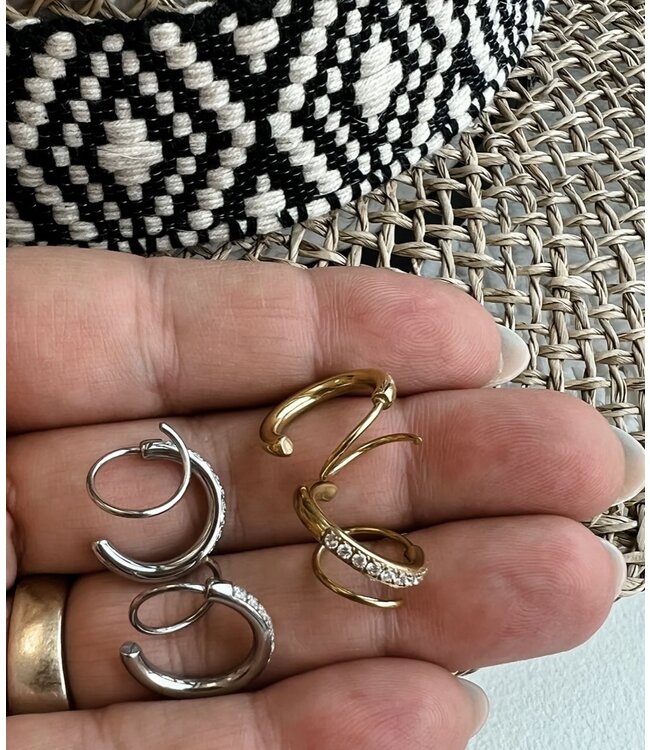 Blakeley Silver Double Hoop Diamond Earrings