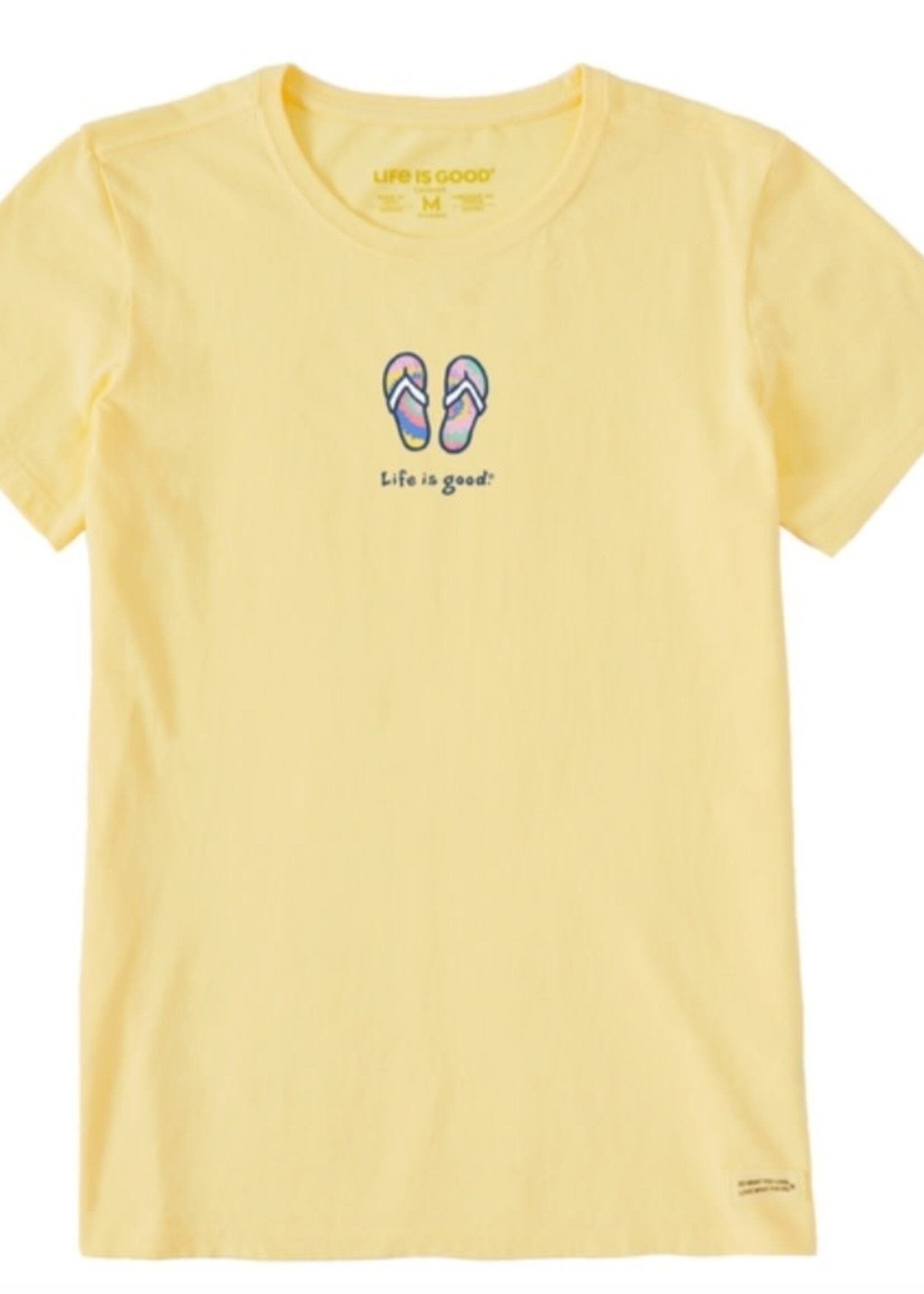Life is Good Womans Tie Dye Flip Flops tee