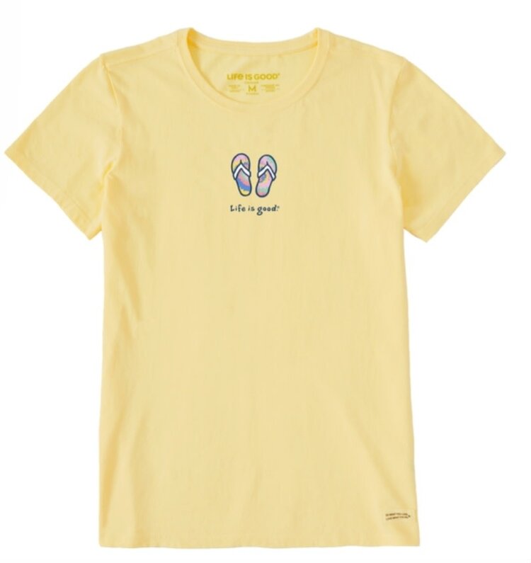 Life is Good Womans Tie Dye Flip Flops tee