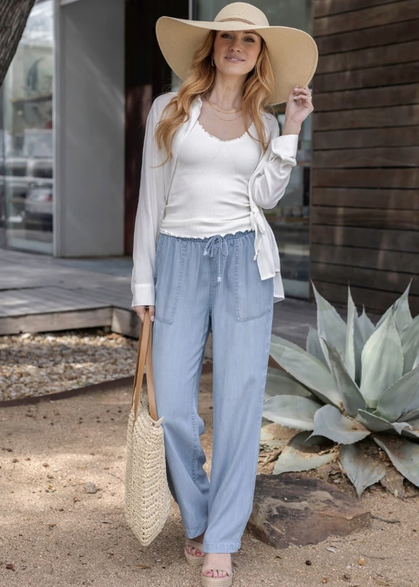 Grace & Lace Tencel Lyocell Drawstring wide leg pants