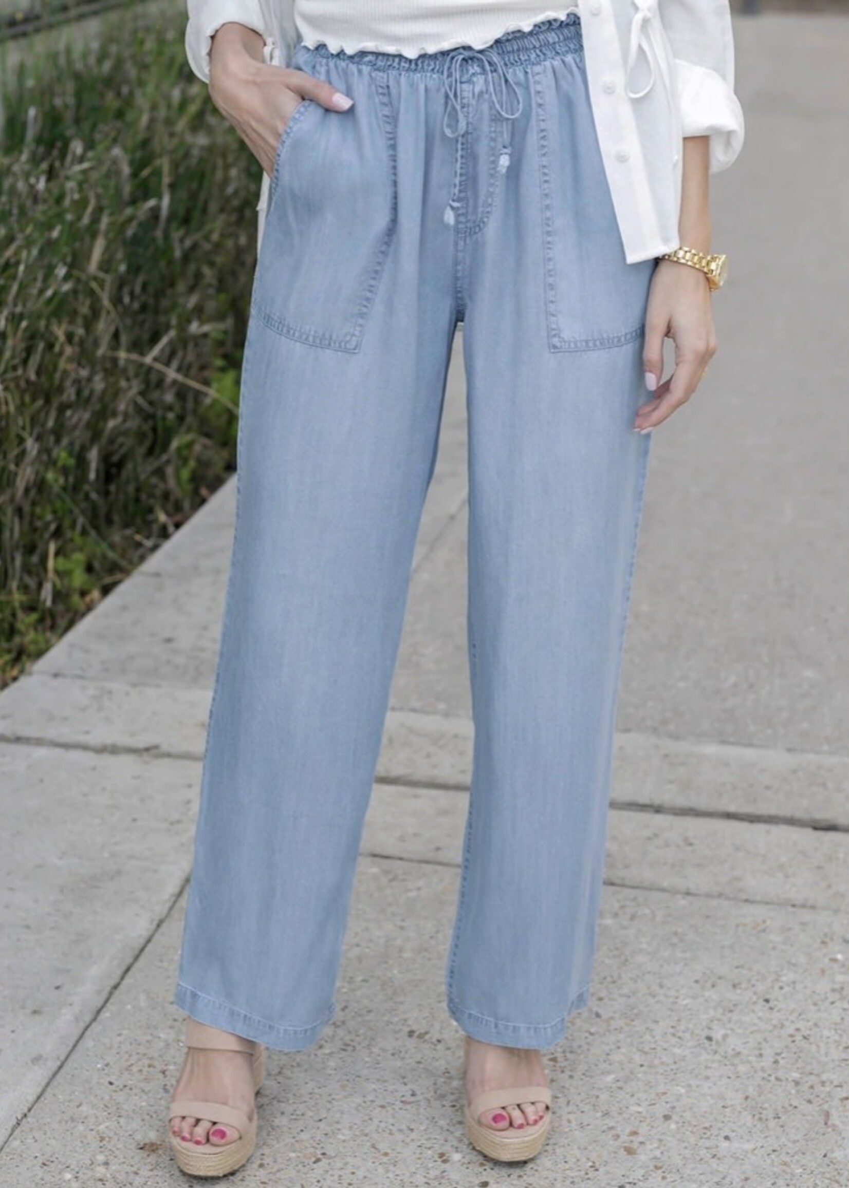 Grace & Lace Tencel Lyocell Drawstring wide leg pants