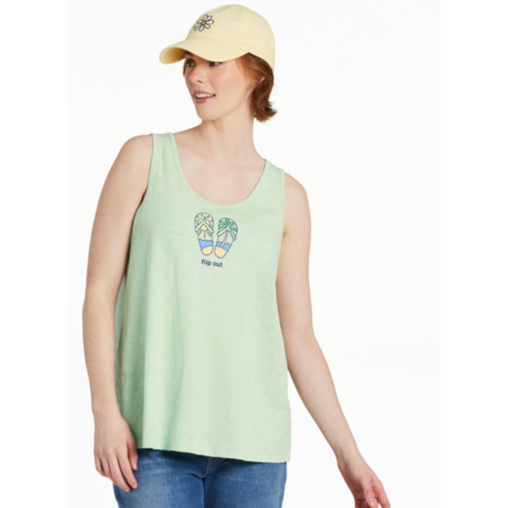 Life is Good Womans Flip Out Flip Flops Textured Slub Tee