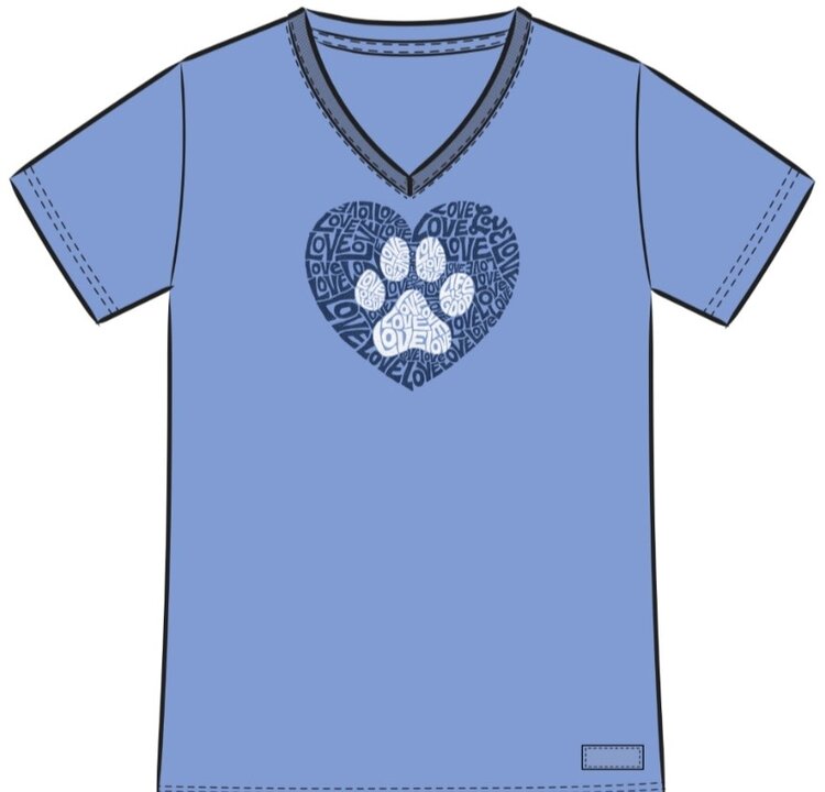 Life is Good Womans Animal Heart Crusher V neck Tee