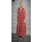 Printed Plisse Halter Maxi Dress Scarlet