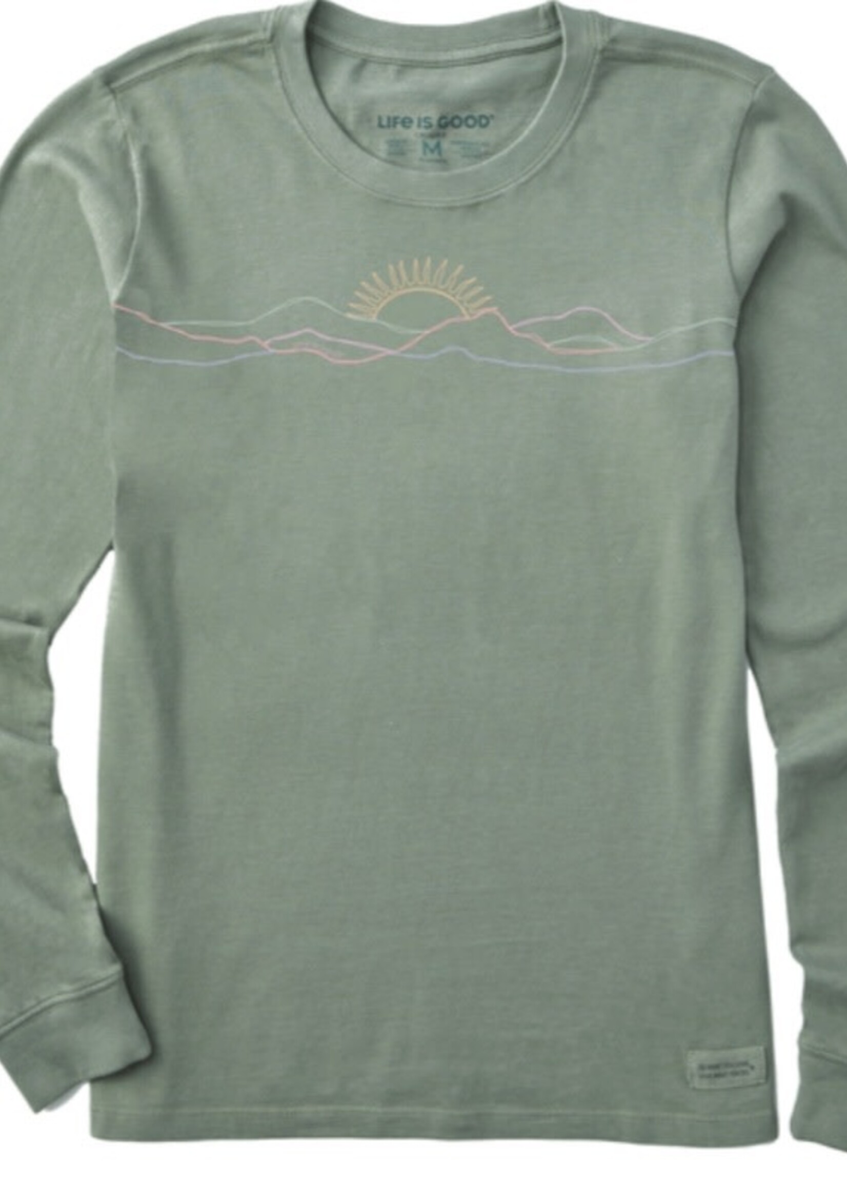 Life is Good Womans Freehand Mountain Sun Long Sleeve Crusher tee