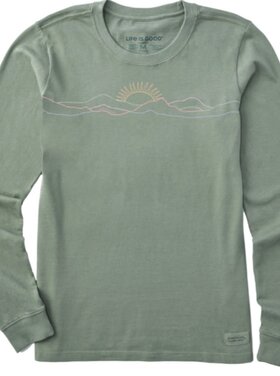 Life is Good Womans Freehand Mountain Sun Long Sleeve Crusher tee
