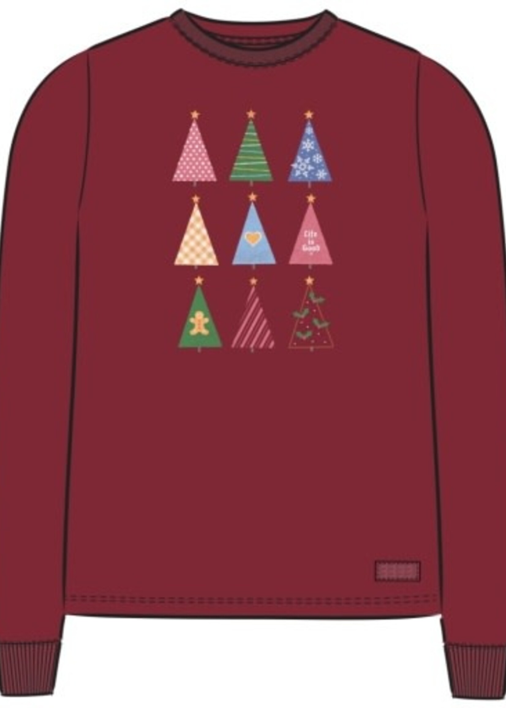 Life is Good WOMEN'S RETRO CHRISTMAS TREES LONG SLEEV