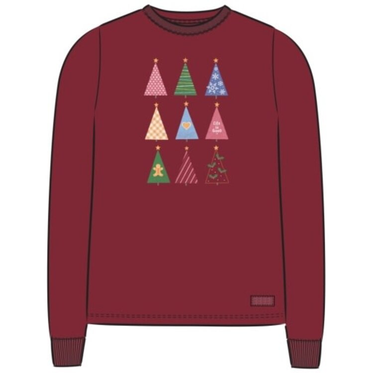 Life is Good WOMEN'S RETRO CHRISTMAS TREES LONG SLEEV