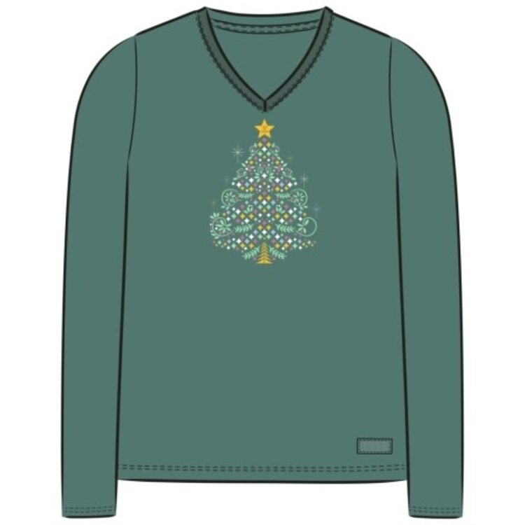Life is Good WOMEN'S CHRISTMAS TREE SPARKLES LONG SLE