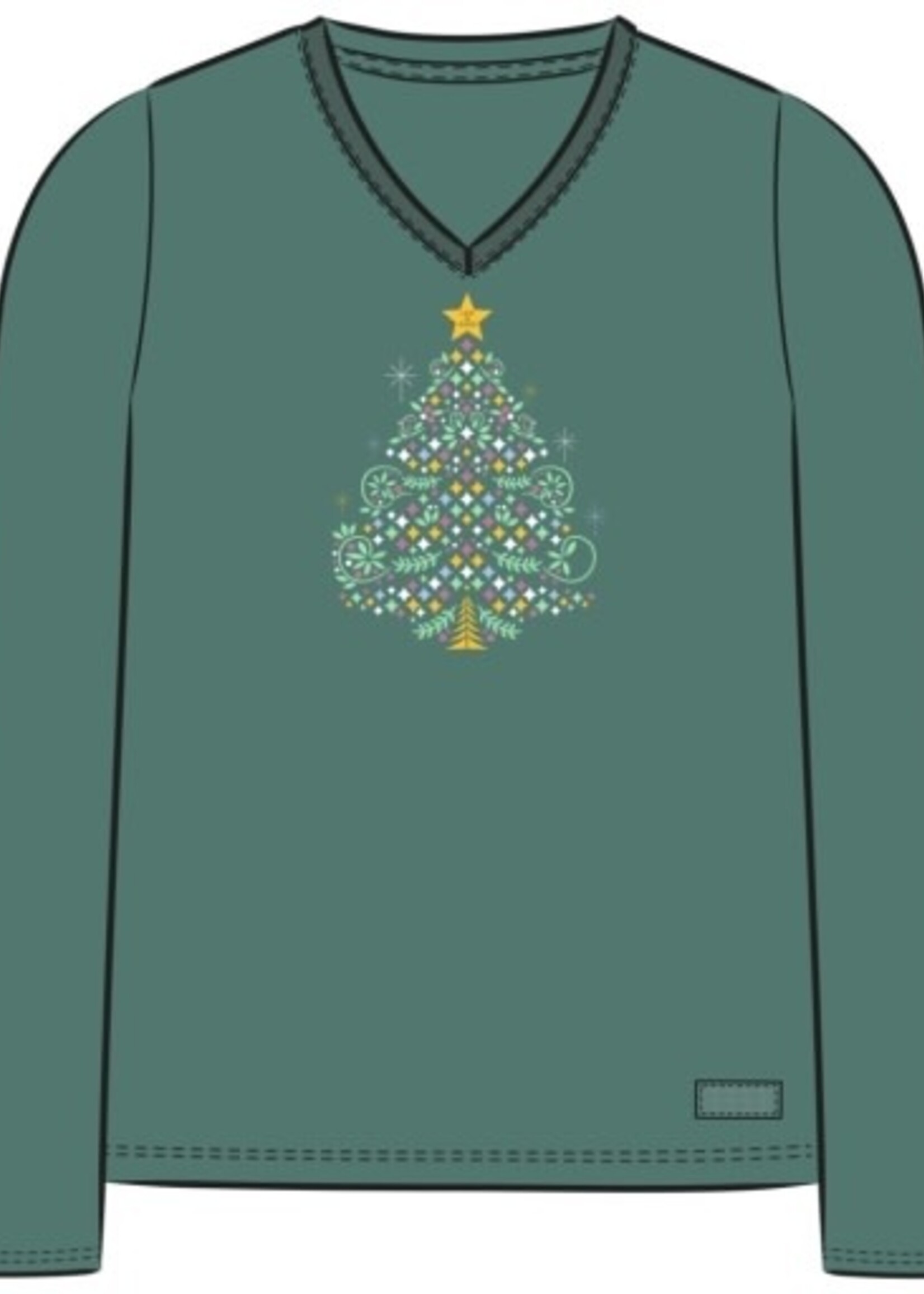 Life is Good WOMEN'S CHRISTMAS TREE SPARKLES LONG SLE