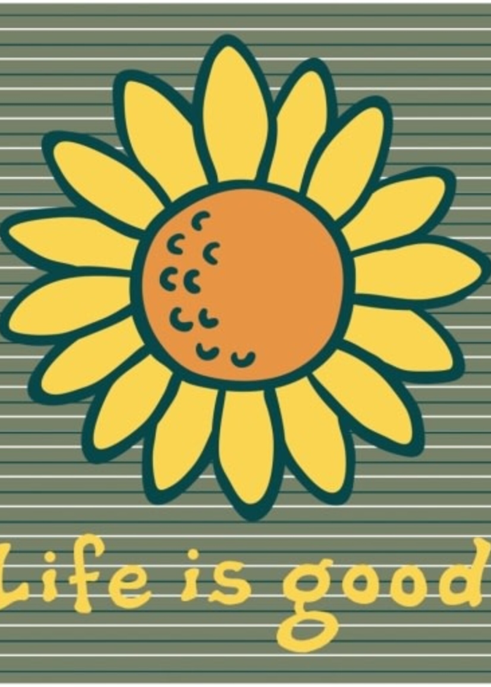 Life is Good Womans Sunflower Long Sleeve Striped Hooded Long Sleeve