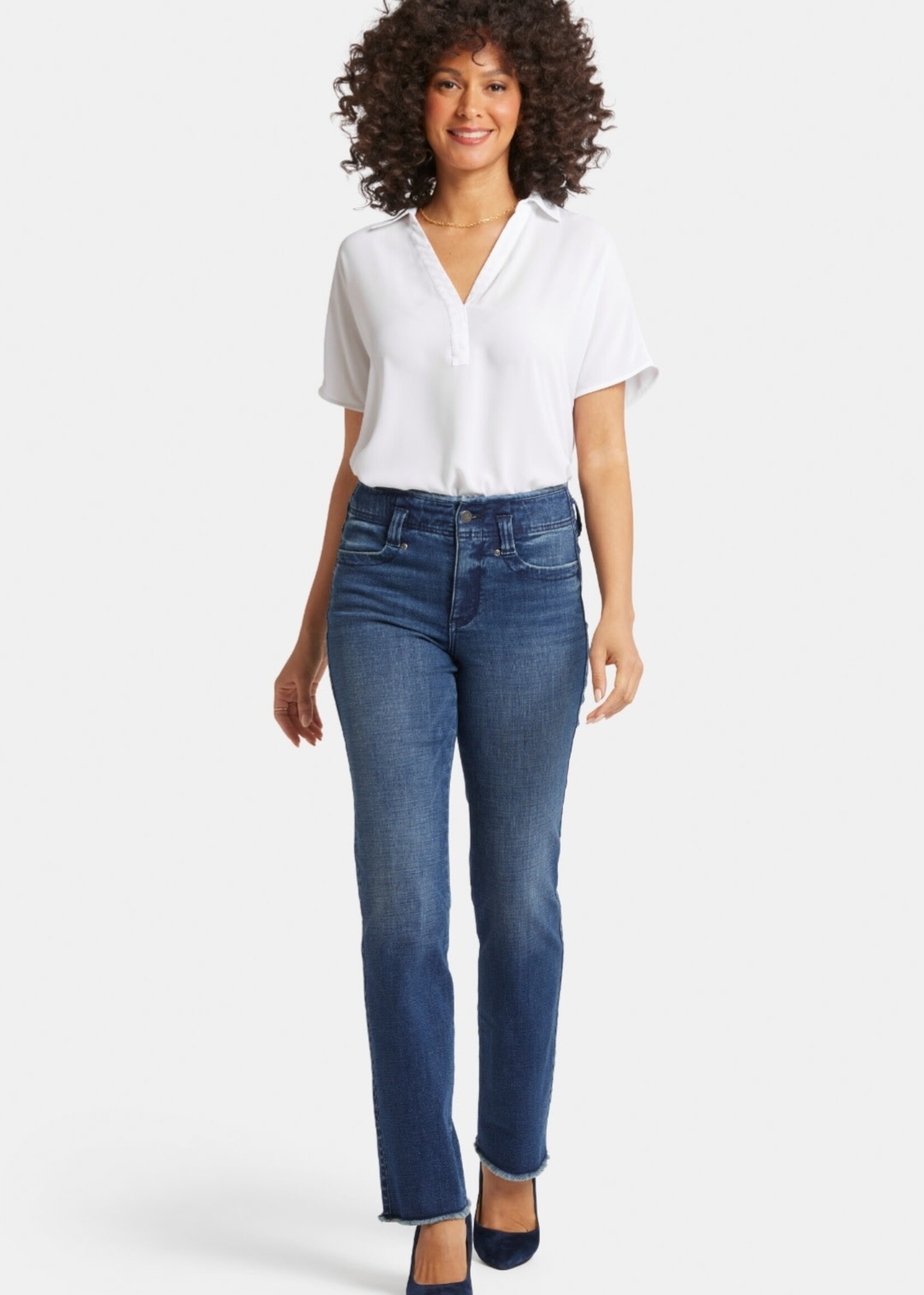 NYDJ Marilyn Straight Hollywood Waist with unfinished hem