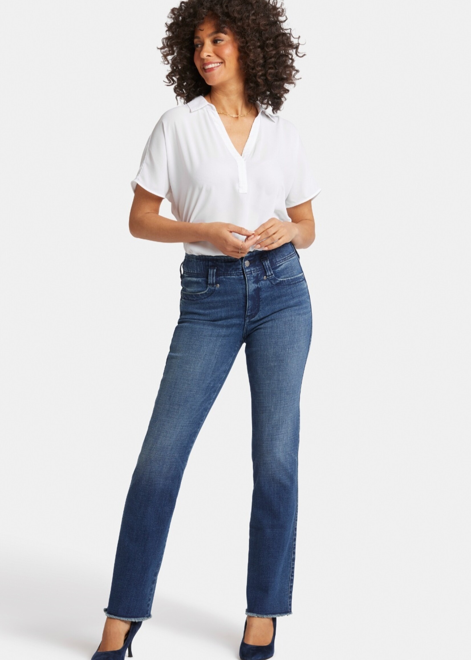 NYDJ Marilyn Straight Hollywood Waist with unfinished hem