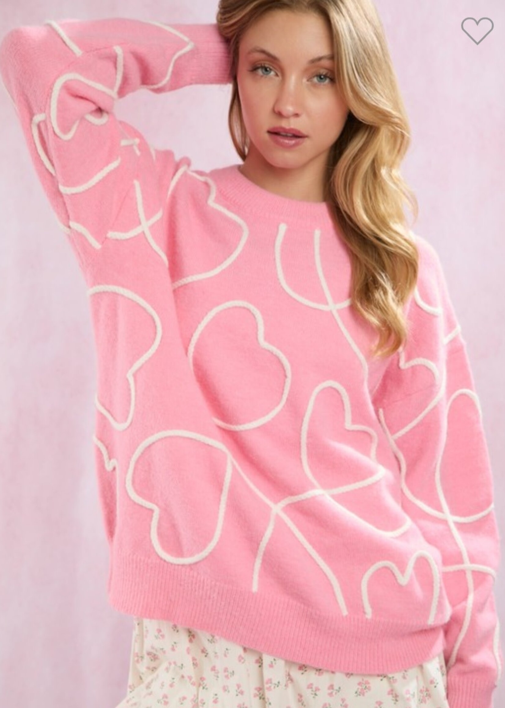 Peach Love California Pink heart sweater