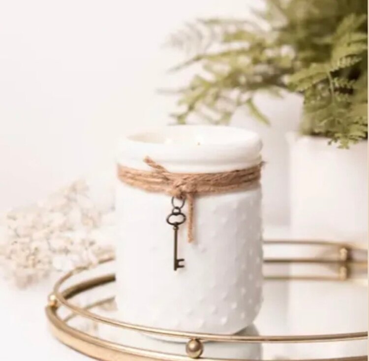 Sweet Wick Candle Company White Hobnail candles with charms