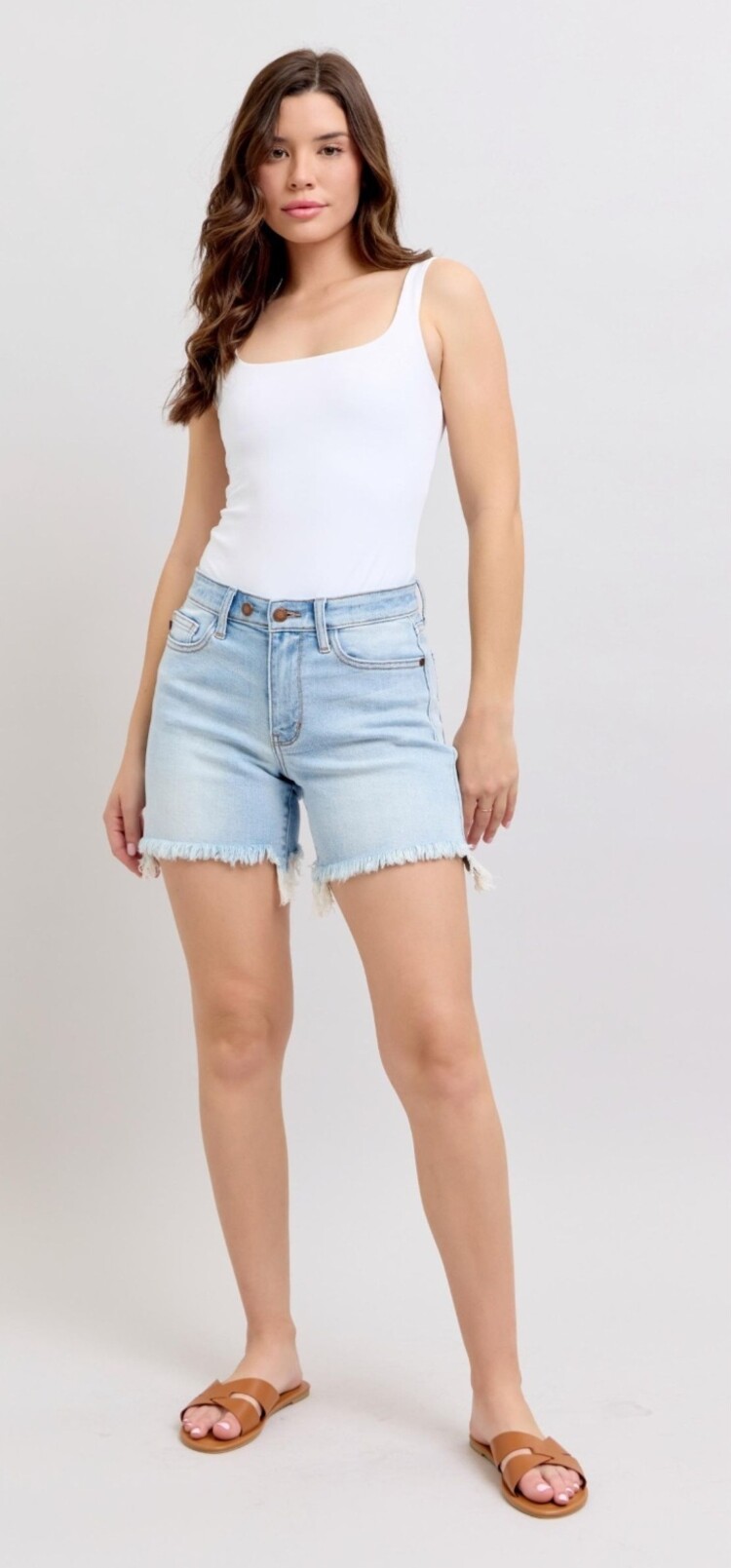 Judy Blue Long cutoff Dad Shorts