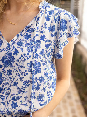 Grace & Lace Blue Smocked top