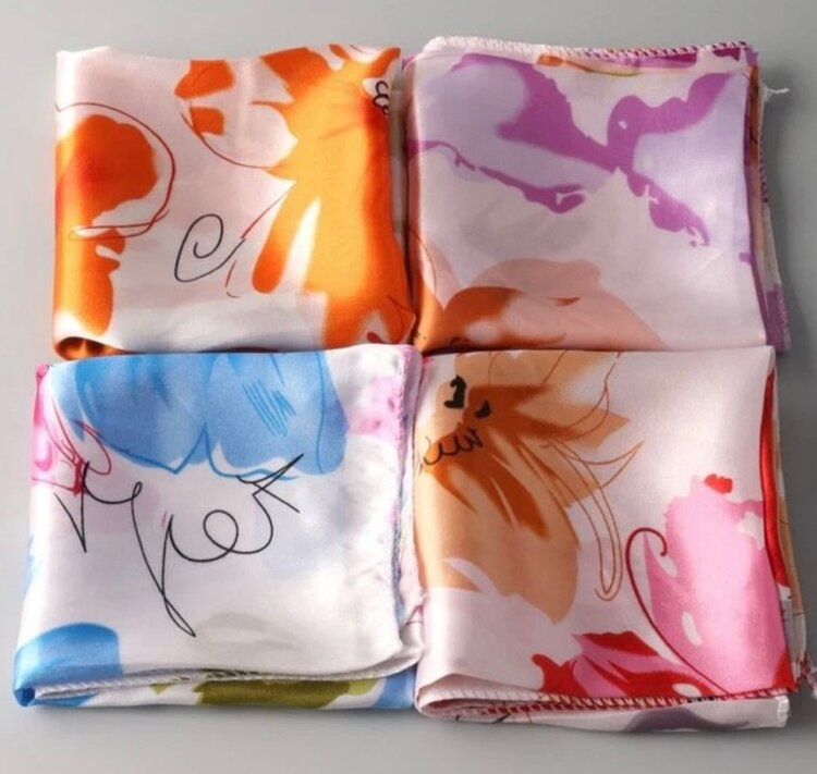 Satin floral scarves