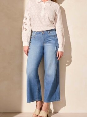 Tribal AUDREY PLEATED WIDE LEG JEANS-COASTLINE