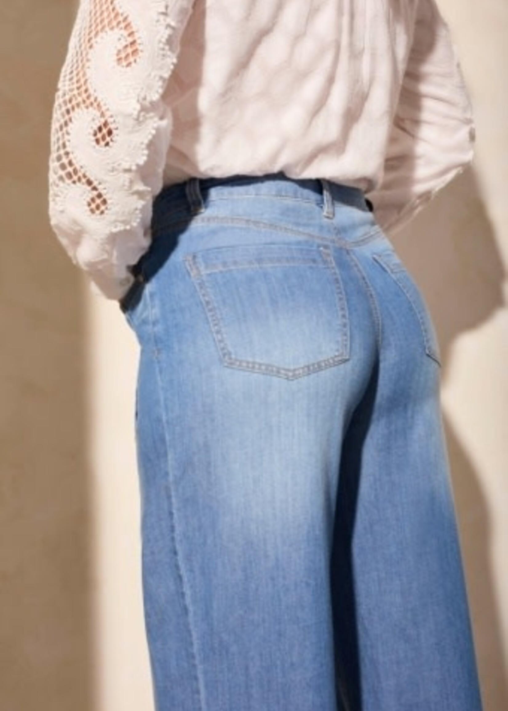 Tribal AUDREY PLEATED WIDE LEG JEANS-COASTLINE