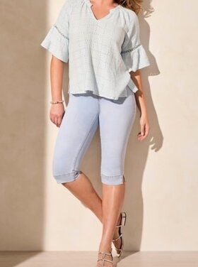 Tribal RAGLAN SLV BLOUSE W/ FANCY TAPE-WATER