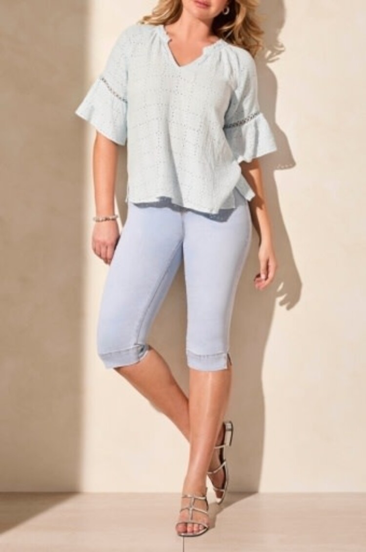 Tribal RAGLAN SLV BLOUSE W/ FANCY TAPE-WATER