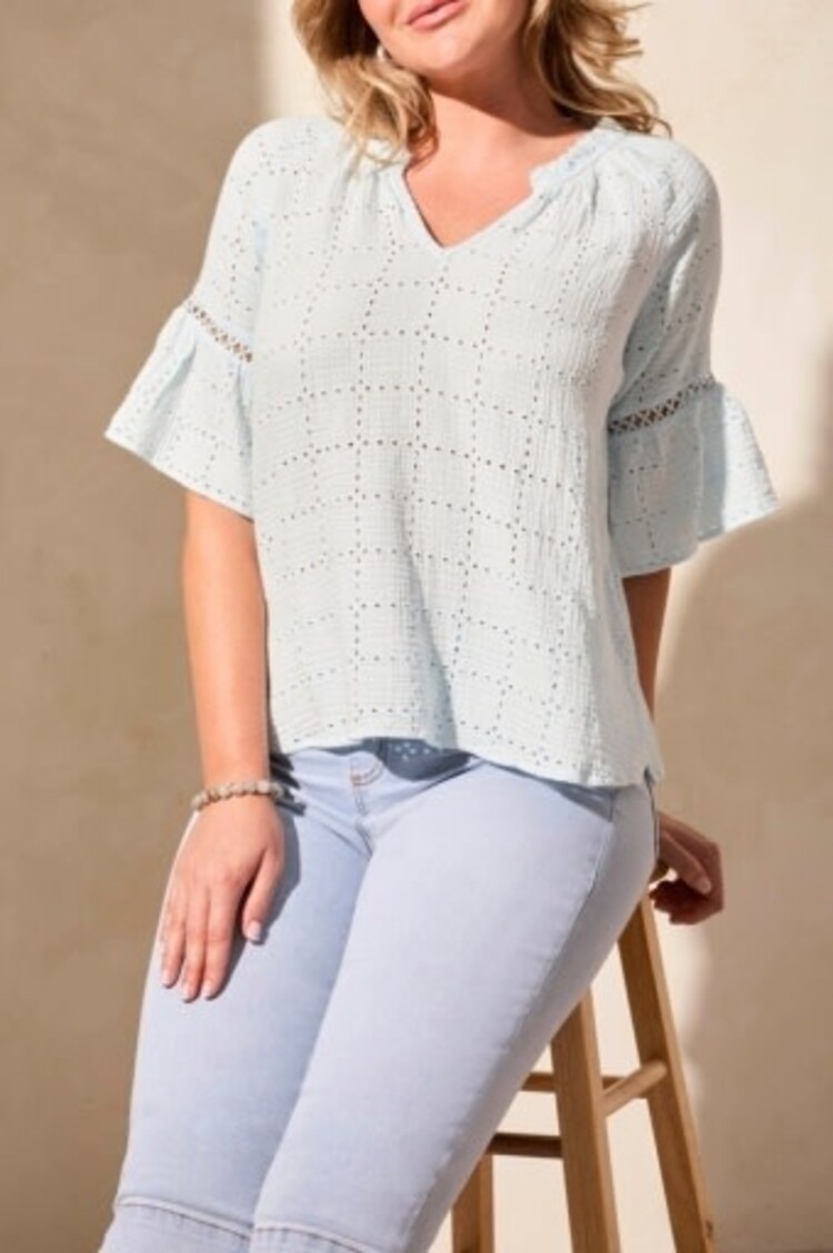 Tribal RAGLAN SLV BLOUSE W/ FANCY TAPE-WATER