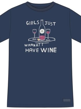 Life is Good WOMEN'S GIRLS JUST WANNA HAVE WINE SHORT