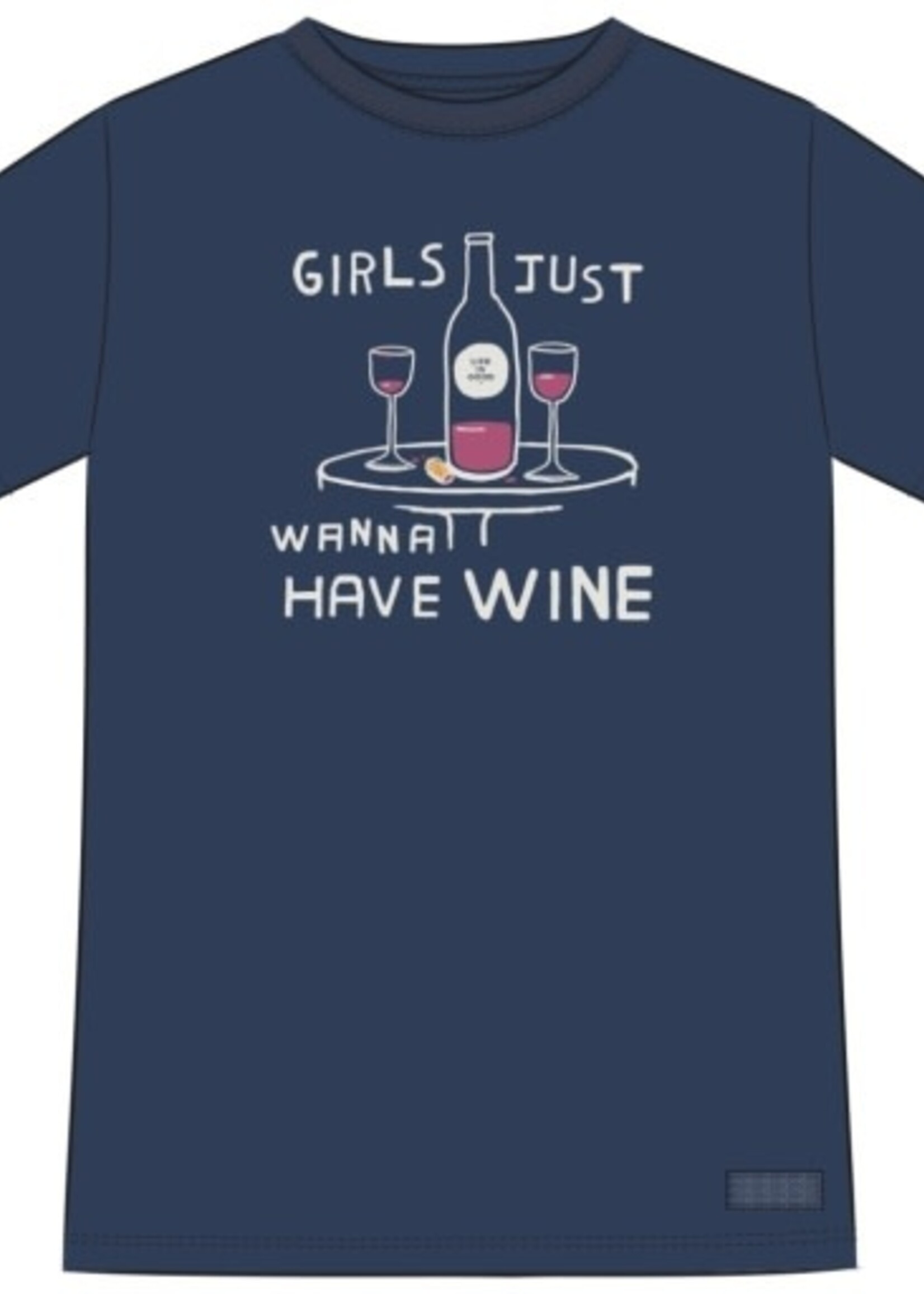 Life is Good WOMEN'S GIRLS JUST WANNA HAVE WINE SHORT