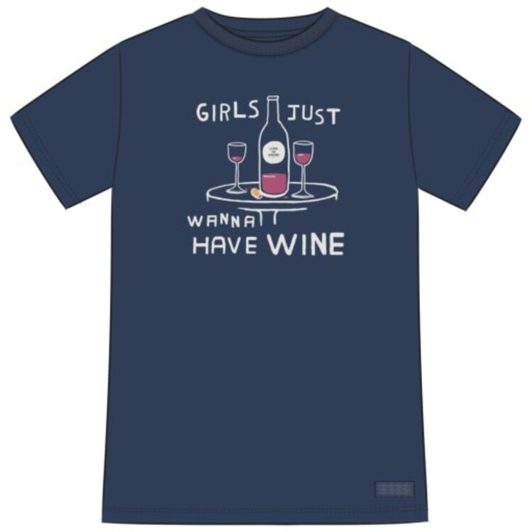 Life is Good WOMEN'S GIRLS JUST WANNA HAVE WINE SHORT