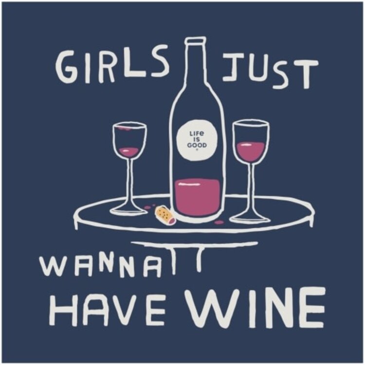 Life is Good WOMEN'S GIRLS JUST WANNA HAVE WINE SHORT