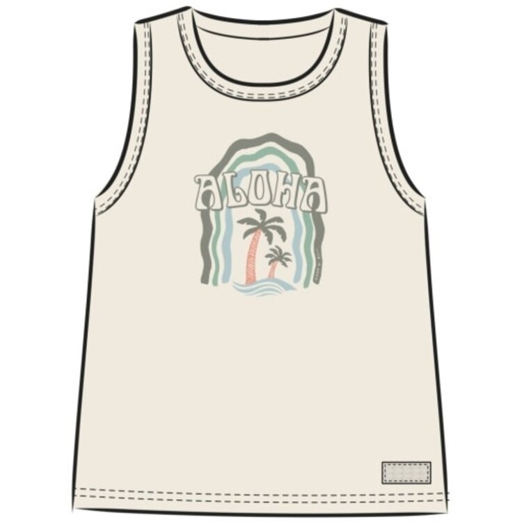 Life is Good WOMEN'S ALOHA PALMS CRUSHER BOXY TANK