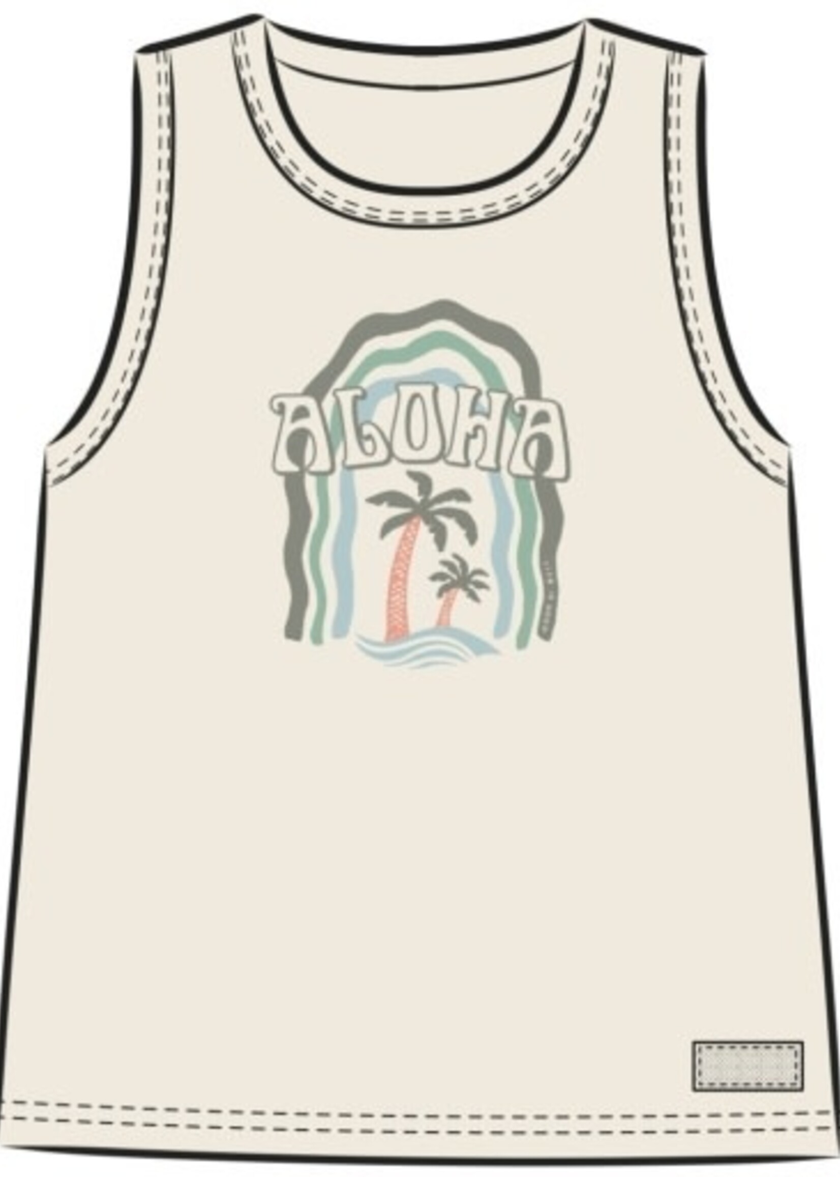 Life is Good WOMEN'S ALOHA PALMS CRUSHER BOXY TANK