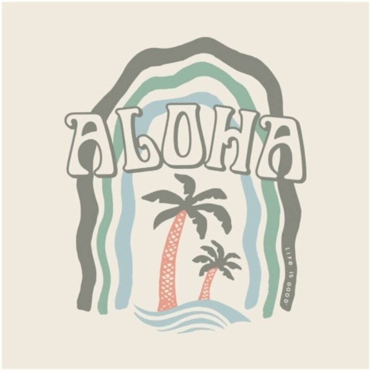 Life is Good WOMEN'S ALOHA PALMS CRUSHER BOXY TANK