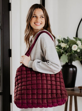 Rectangular quilted puffer tote