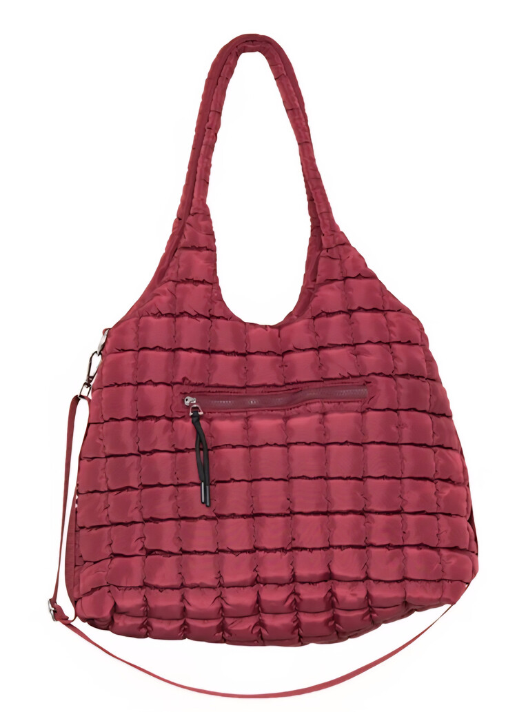 Rectangular quilted puffer tote
