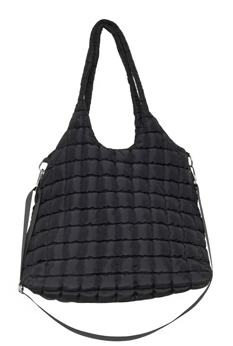 Rectangular quilted puffer tote