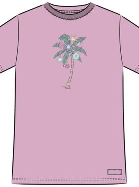 Life is Good WOMEN'S XMAS ORNAMENT PALM TREE SHORT SL