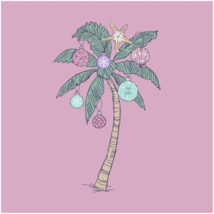 Life is Good WOMEN'S XMAS ORNAMENT PALM TREE SHORT SL