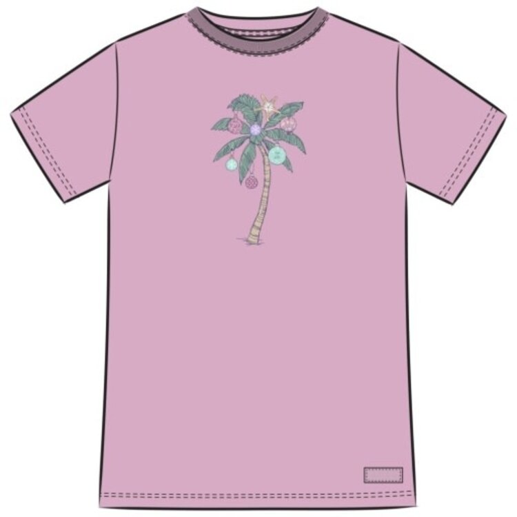 Life is Good WOMEN'S XMAS ORNAMENT PALM TREE SHORT SL